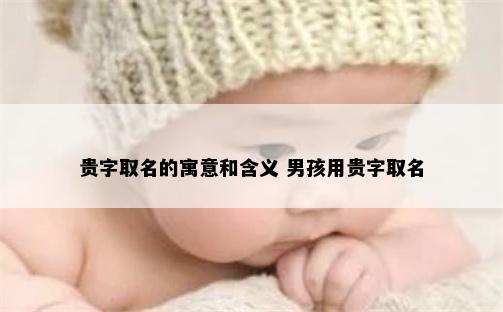 贵字取名的寓意和含义 男孩用贵字取名